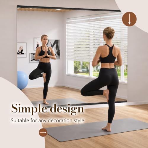 brisafe Home Gym Mirror, 72"x24" Tempered Glass Wall Mirror - size: 72"L x 42"W