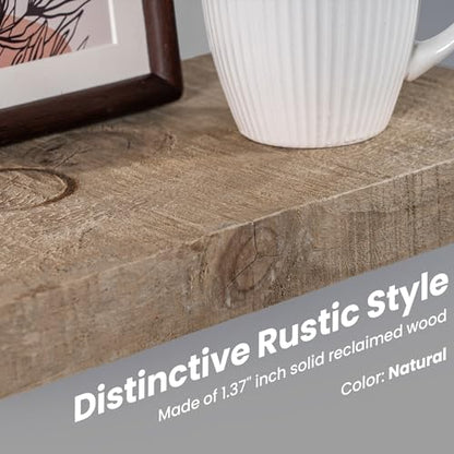 FLYJOE Floating Shelves | 8" Deep Rustic Reclaimed Barnwood Wall Hanging Shelves with Invisible Heavy-Duty Metal Bracket | Wall Mounted | Farmhouse Style | 48 inches, 2 PCs, Distressed Natural - color: Distressed Natural, size: 48inches-2P