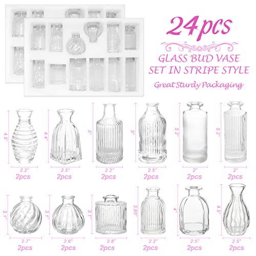 Bud Vases in Bulk 24, Small Glass Vase for Table Centerpieces - color: Clear, size: 2 Packs