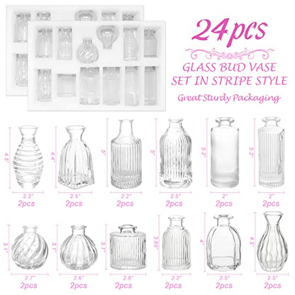 Bud Vases in Bulk 24, Small Glass Vase for Table Centerpieces - color: Clear, size: 2 Packs