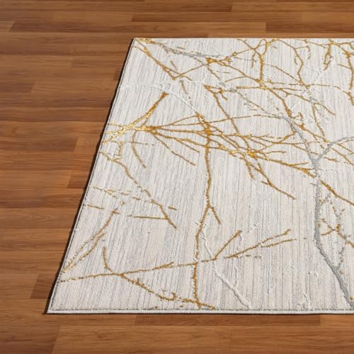 LUXE WEAVERS Modern Abstract Non-Shedding Area Rug Gold 4x5 - color: Gold, size: 4' x 5' (Rectangular)