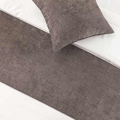 AMBERIS Bed Runner Grey, Chenille Soft No Fading Modern Bed Scarf (Pillowcases Sold Separately) - color: Grey, size: 7'10" x 1'8" (for 1.8m Bed)