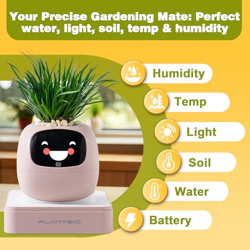 PLANTSIO Smart Plant Pot with Screen, 80ml Self-Watering Planter Pink - color: Pink