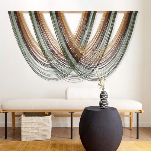 Macrame Wall Hanging Large Boho Wall Decor Yarn Wall Art Tapestry 57"W*31"L - color: Yellow Green