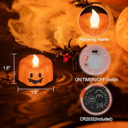 GenSwin Pumpkin Halloween Flameless Candles Battery Operated with Timer - color: 6-Pumpkin