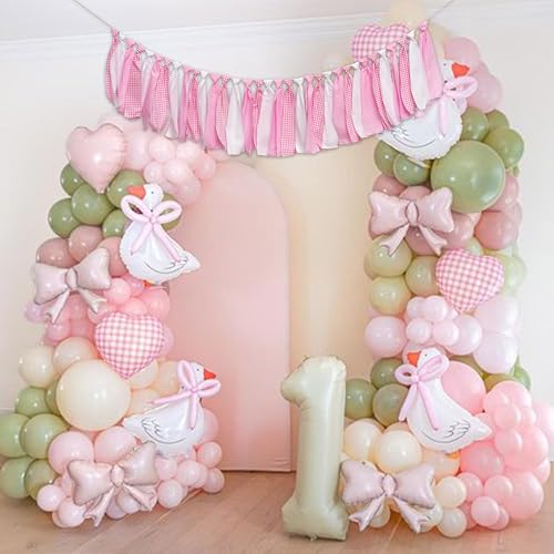 Pink and White Gingham Banner/Garland - color: Pink
