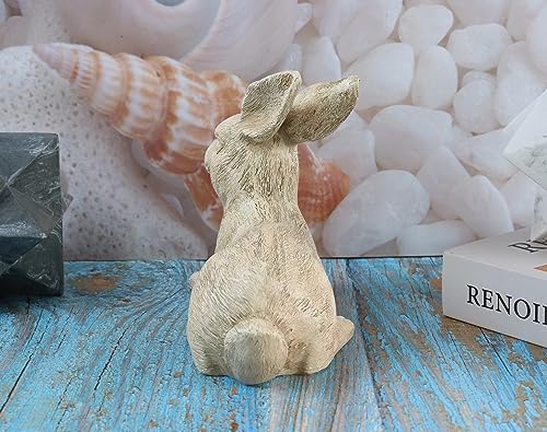 Hymmah Rabbit Statue Sculpture Home Decor Rustic Home Decorations for Living Room, Boho Resin Animal Collectible Figurines for Indoor Decor - style: rabbit beige