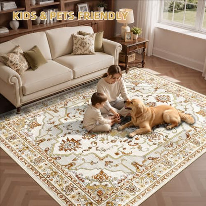 Arenarug 8x10 Washable Area Rug for Living Room, Khaki Rusty Yellow - color: Khaki Rusty Yellow, size: 8' x 10' (Rectangular)