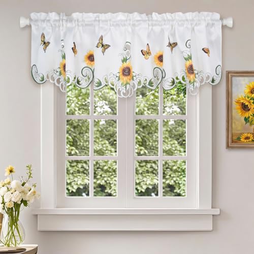 Molaxhome Beautiful Dazzling Embroidered Window Valance for Kitchen Decor - color: Orange, size: 58"W x 14"L (Pack of 1)