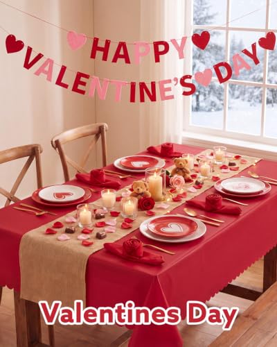 NatNarr 3 Pack Red Tablecloths Plastic, Scalloped Christmas Table Cloths - color: Red, size: 3 Pack