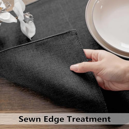 Demetex Cloth Placemats Set of 6 Black Stain Resistant Place Mats Oil Proof Washable Plate Mats for Dining Table Holiday Cafe Banquet, Black - color: Black, size: Placemats set of 6