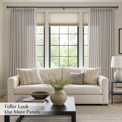 Semi Sheer Pinch Pleated Linen Curtains for Living Room 96 Inches, Greige - color: Greige, size: 40"W x 96"L (Pack of 2)