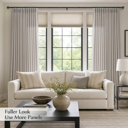 Semi Sheer Pinch Pleated Linen Curtains for Living Room 96 Inches, Greige - color: Greige, size: 40"W x 96"L (Pack of 2)