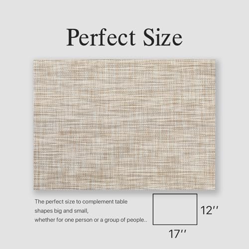 Placemats Set of 6 - Easy Clean Woven Vinyl Placemats for Dining Table, Indoor/Outdoor Place Mats, Washable PVC Table Mats（Caramel） - color: A-caramel