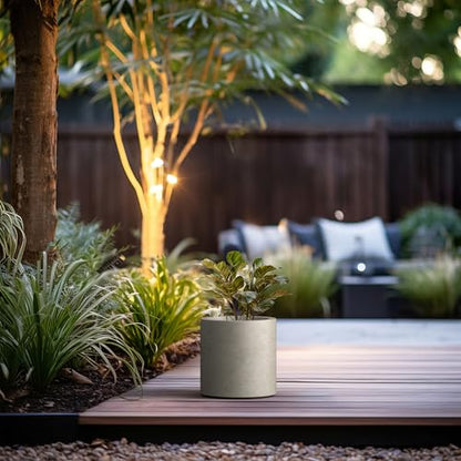 Kante 9.8" Tall Cylinder Concrete Planter, Weathered Small Round Flower Pot - color: Weathered Concrete, size: 9.8" Dia