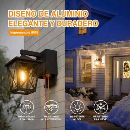 Ehaho Porch Lights with GFCI Outlet Aircraft Grade Aluminum Alloy-Black 1PC - color: Black, size: 1PC
