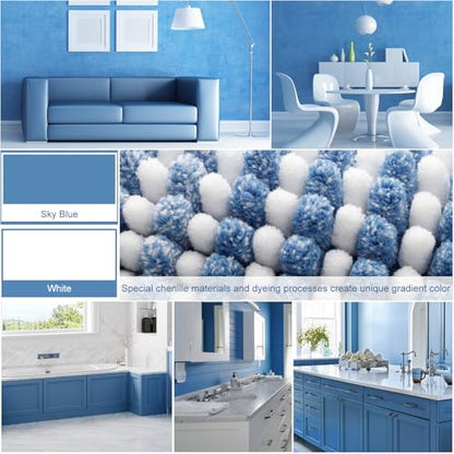 BSICPRO Bathroom Rugs Sets 2 Piece, Non Slip Striped Bath Mats, Sky Blue - color: Sky Blue, size: 20" x 32" Plus 16" x 24"