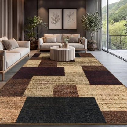 Modern Geometric 8x10 Area Rugs for Living Room, Red Easy Jute Washable Rug - color: Red, size: 8x10ft