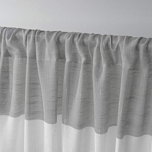EXCLUSIVE HOME Darma Sheer Linen Rod Pocket Curtain Panel Pair, 50"x84", Black Pearl - color: Black Pearl, size: 50"W x 84"L (Pack of 2)