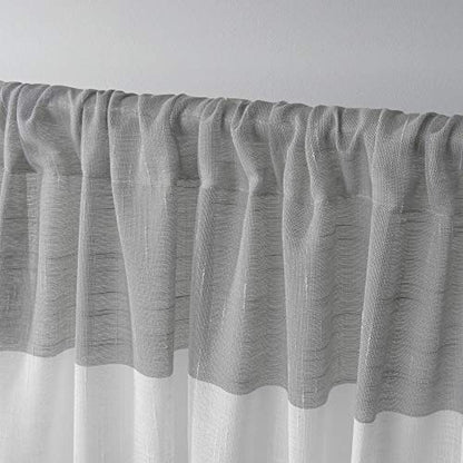 EXCLUSIVE HOME Darma Sheer Linen Rod Pocket Curtain Panel Pair, 50"x96", Black Pearl - color: Black Pearl, size: 50"W x 96"L (Pack of 2)