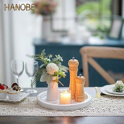 Hanobe 목재 커피 테이블 서빙 트레이, 농가 캔들 홀더 - color: 러스틱 화이트