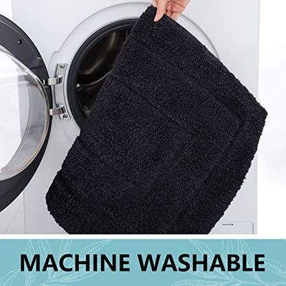 Buganda Microfiber Bathroom Rugs 24x16, Soft Shaggy Absorbent Bath Rugs - color: Black, size: 24" X 16"