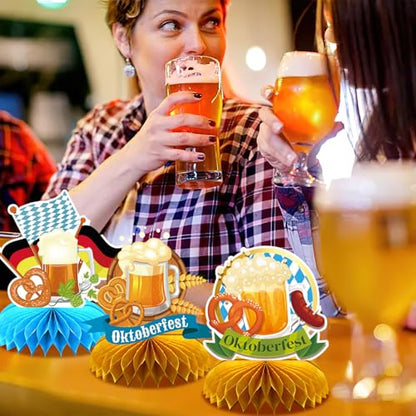 10Pcs Oktoberfest Honeycomb Centerpieces Bavarian Party Table Decor - style: Oktoberfest Style