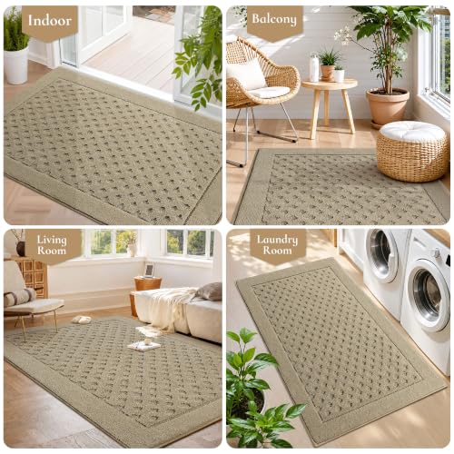 Dirt Trapper Door Mat 32"x 48", Non-Slip Entryway Rugs, Beige - color: Beige, size: 32" x 48"