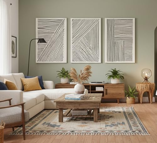 LAJDXSX 3 Pcs Minimalism Abstract Boho Lines Canvas Wall Art - color: Black Lines, size: 16x24in-Canvas