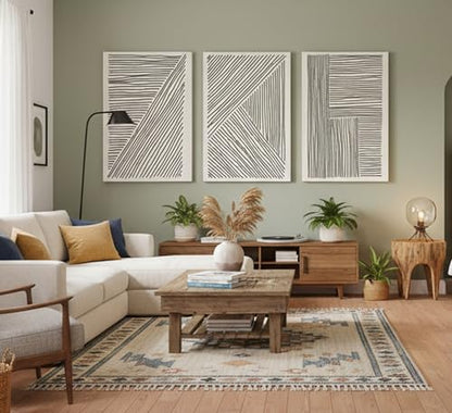 LAJDXSX 3 Pcs Minimalism Abstract Boho Lines Canvas Wall Art - color: Black Lines, size: 16x24in-Canvas