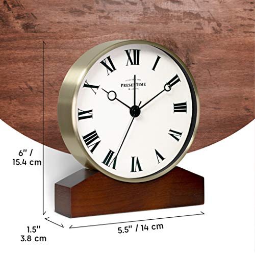 Presentime Mozart Mantel Alarm Clock - color: Morning Gold Finish, size: 6*5.5 inch