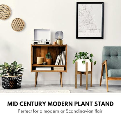 Fox & Fern Large Adjustable Plant Stand Indoor, Bamboo Stand, 8 - 12 Inch - color: Polished Bamboo, size: 8 - 12 Inch