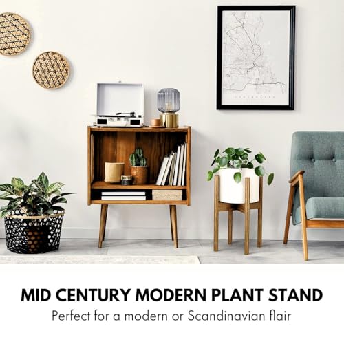 Fox & Fern Large Adjustable Plant Stand Indoor, Bamboo Stand, 8 - 12 Inch - color: Polished Bamboo, size: 8 - 12 Inch