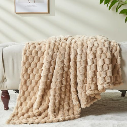NEWCOSPLAY Fleece Clouds Cozy Throw Blanket for Couch, Brown, 50"x60" - color: Brown, size: Throw(50"x60")