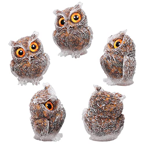 Jovivi 2.5" Tiger Eye Crystal Owl Statue Hand Carved Resin Figurines - color: Tiger Eye