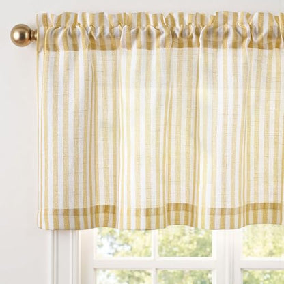 jinchan Linen Boxter Stripe Valances for Window 50 x 16 inch,Yellow,1 Panel - color: Boxter Stripe | Mustard Yellow on Linen, size: 50"W x 16"L (Pack of 1)