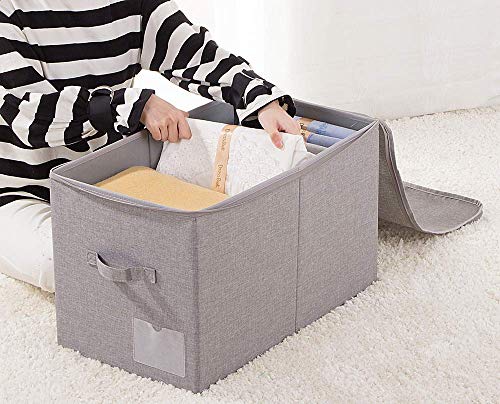 2pcs 60L Folding Sweaters, Down Jackets Wardrobe Zip Lidded Storage Bins - color: Black Gray
