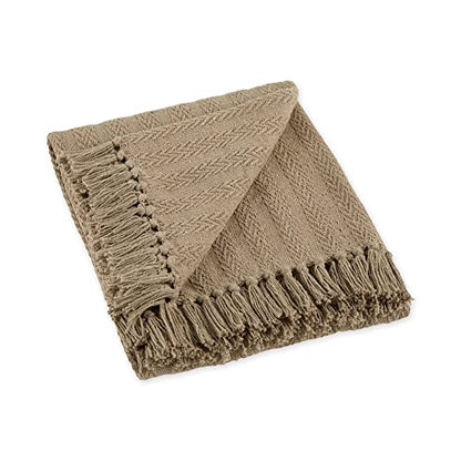 DII Industrial Tonal Textured Woven Throw 50x60, Stone - color: Stone
