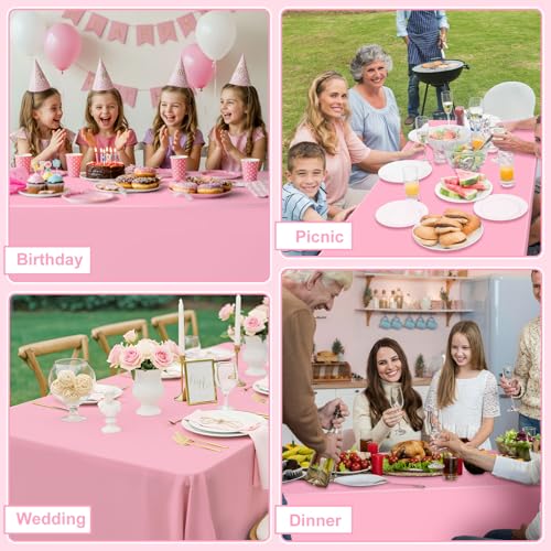 NatNarr 6 Pcs Plastic Pink Tablecloths, Scalloped Rectangle Table Cloths - color: Pink, size: 6 Pack