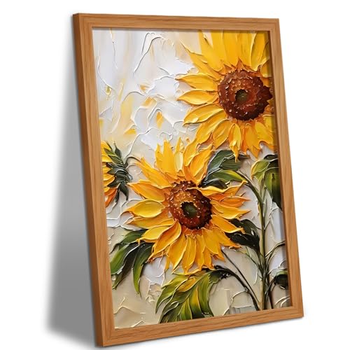 RUMSICH Wooden Framed Sunflower Canvas Wall Art Paintings 16x24 inch - color: Sunflower in wooden frame, size: 24"L x 16"W