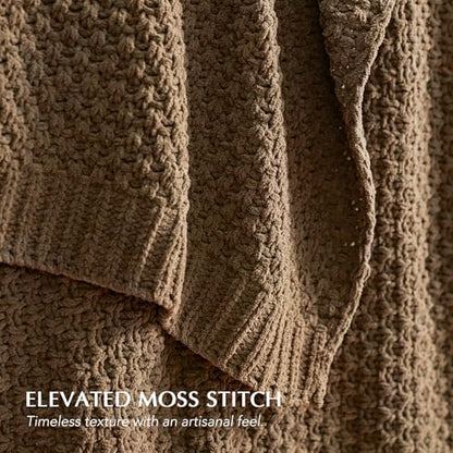 EVERGRACEHOME Chunky Chenille Knit Throw Blanket, 60 x 80, Camel Brown - color: Camel Brown, size: 60" X 80"