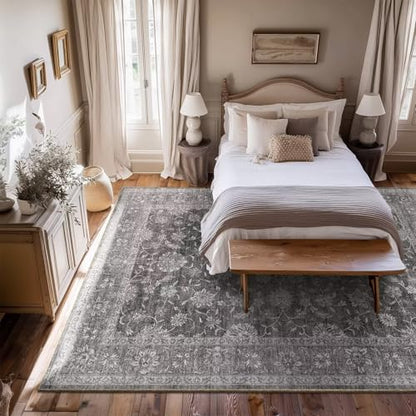 Washable 6x9 Area Rugs for Living Room Bedroom, Charcoal Gray - color: Charcoal Gray, size: 6' x 9' (Rectangular)