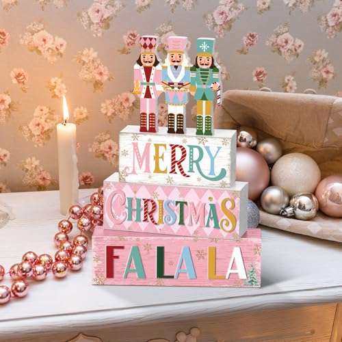 Yousoontic 4 Pcs Christmas Pastel Nutcracker Rustic Farmhouse Decor - style: Nutcracker