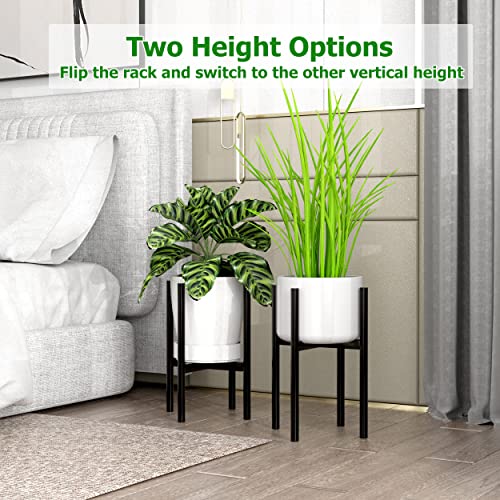 EKNITEY Adjustable Metal Plant Stand - Fits 8 to 12.5 inches Pots (Black) - color: Black