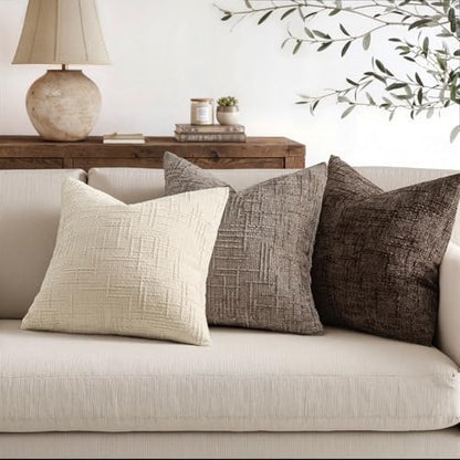 MIULEE Chenille Textured Throw Pillow Covers Taupe Grey 16x16 Set of 2 - color: Taupe Grey, size: 16" x 16" (Pack of 2)