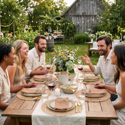 Boho Placemats Napkins Set of 6 Fall Table Brown Linen Napkins - color: Brown