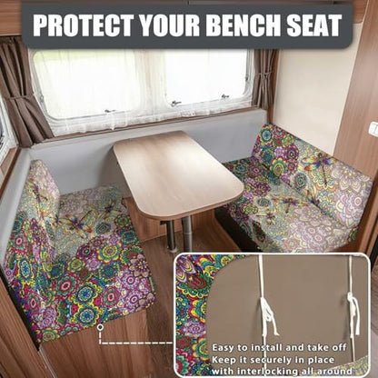 Bohon Mandala Dragonfly Print RV Dinette Cushion Covers 2 Pcs Comfortable Camper Cushion Slipcover Stretchable Loveseat Sofa Chair Cover Furniture Protector for RV Camper Car Bench - color: Bohon Mandala Dragonfly