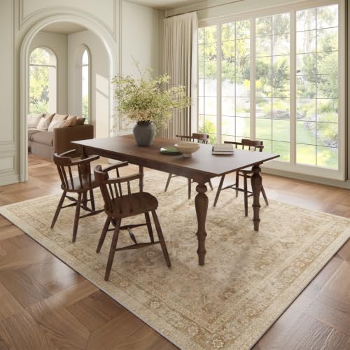 Washable 6x9 Area Rugs for Living Room Bedroom, Brown/Taupe - color: Brown/Taupe, size: 6' x 9' (Rectangular)