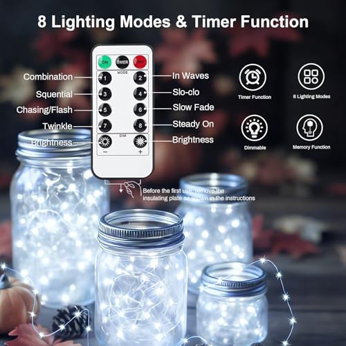 6 PCS White Fairy Lights with Remote 7ft 20 LED Light - color: White, size: 6 PCS