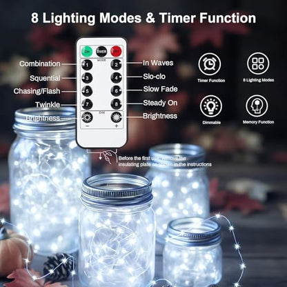 6 PCS White Fairy Lights with Remote 7ft 20 LED Light - color: White, size: 6 PCS